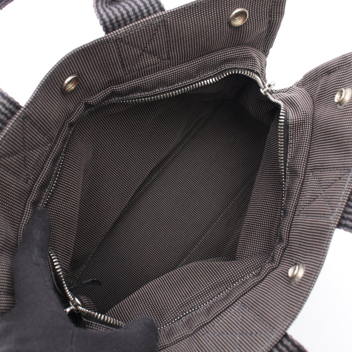 HERMES HerlinePM Tote Bag Gray canvas Nylon canvas 2101219922485