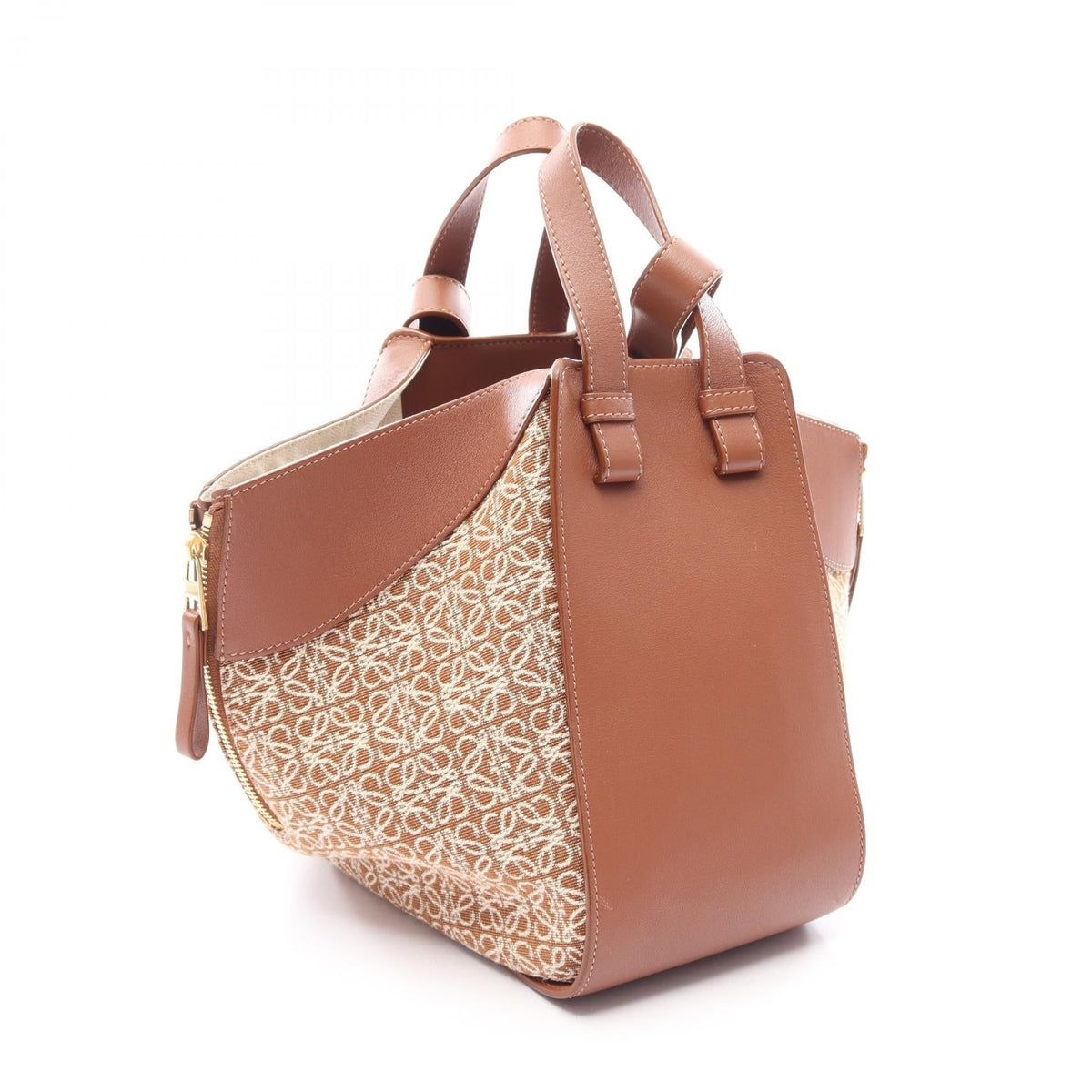LOEWE HAMMOCK SMALL (2-Way Hammock) Handbag Brown/White leather 2101219923024