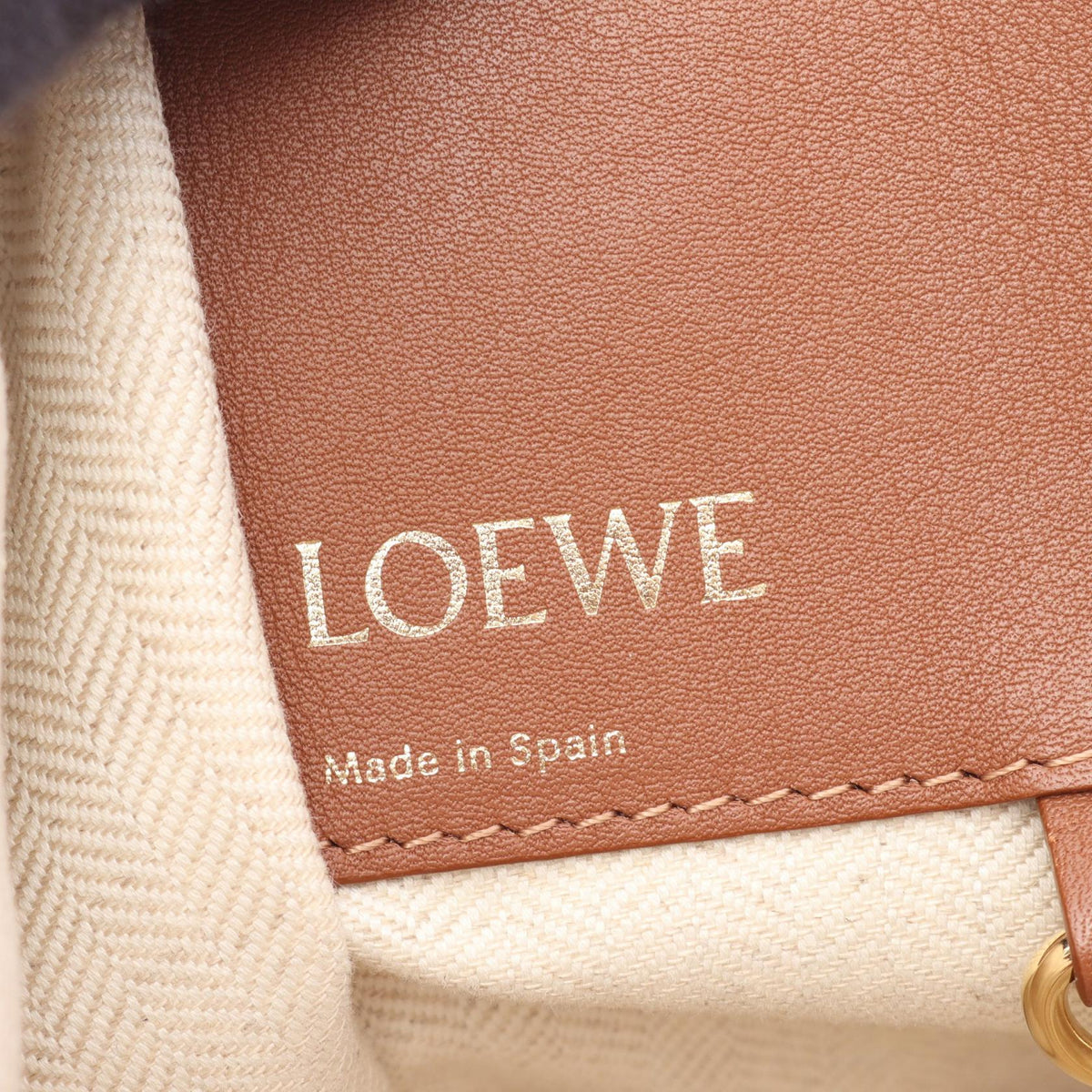 LOEWE HAMMOCK SMALL (2-Way Hammock) Handbag Brown/White leather 2101219923024