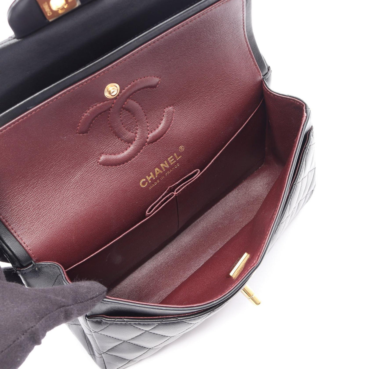CHANEL Black Matelasse W flap Lambskin (sheep leather) AO1113 2106800632200