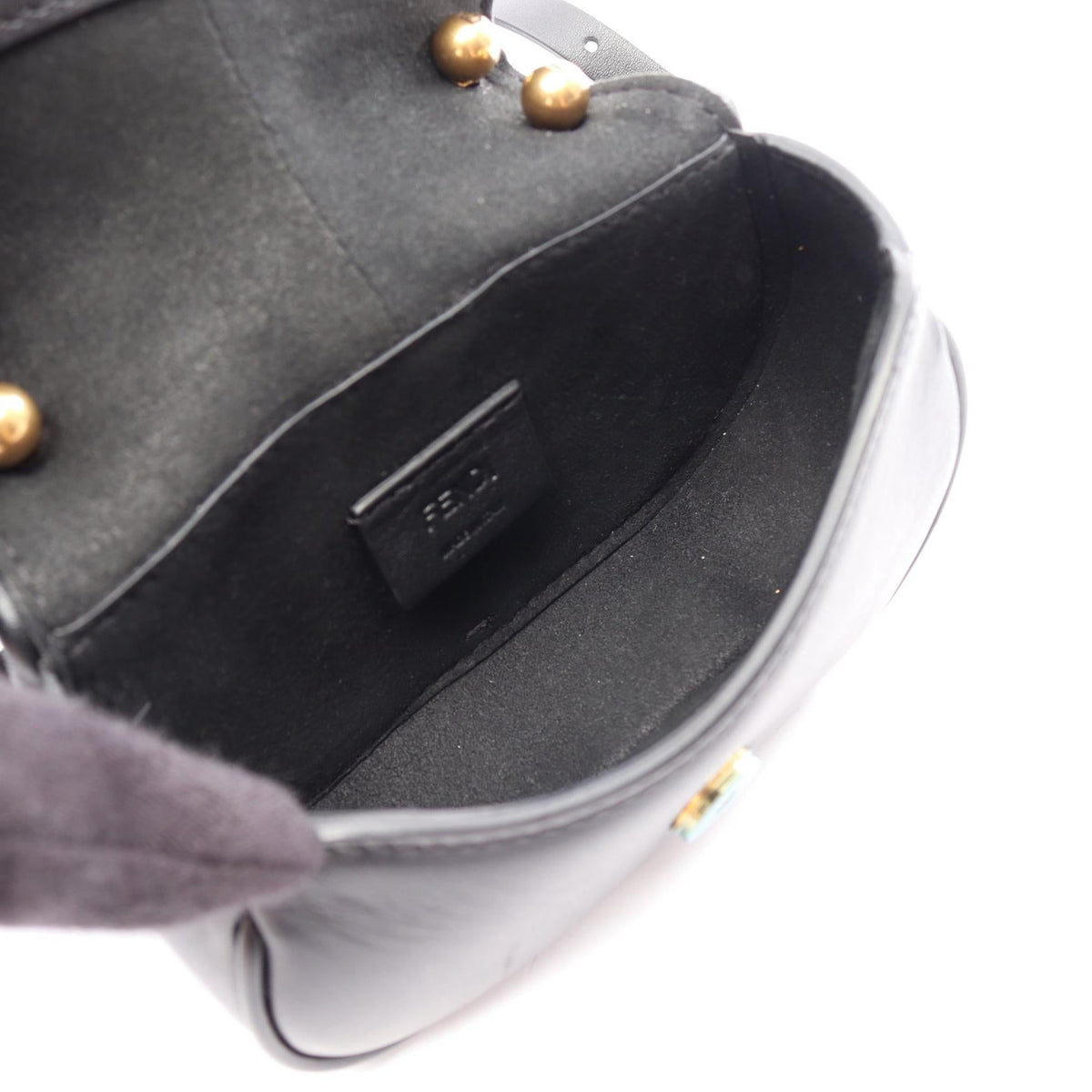 FENDI Come on Nano Shoulder Bag Black leather WS12937 2118300091050