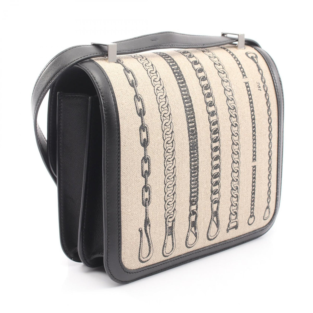 HERMES Constance 3 24 Descheine Shoulder Bag Beige/Black Vaux Swift leather canvas leather Toile de Camp / Veau Swift leather 2120100032454