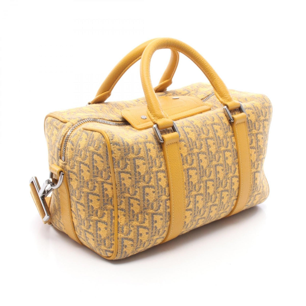 Dior Lango 26 Oblique 2WAY Handbag Yellow/Navy canvas�leather 20-BO-0281 2118300091074