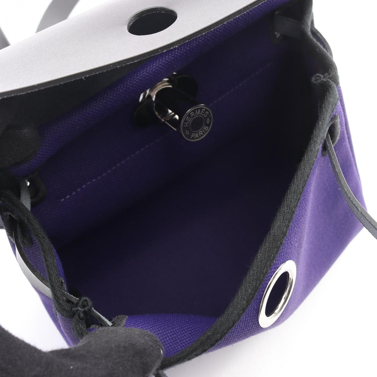 HERMES Airbag Zip Mini Shoulder Bag Purple/Black Towar Military canvas leather Toile Military / Vache leather hunter 2120100032508