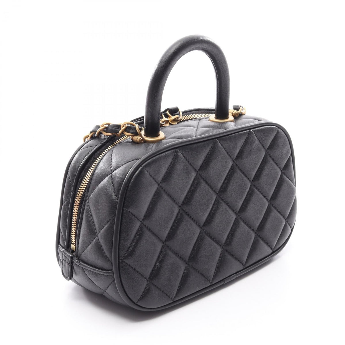 CHANEL Black Matelasse Mini Bowling 2-Way Lambskin (sheep leather) AS5572 2106800632101
