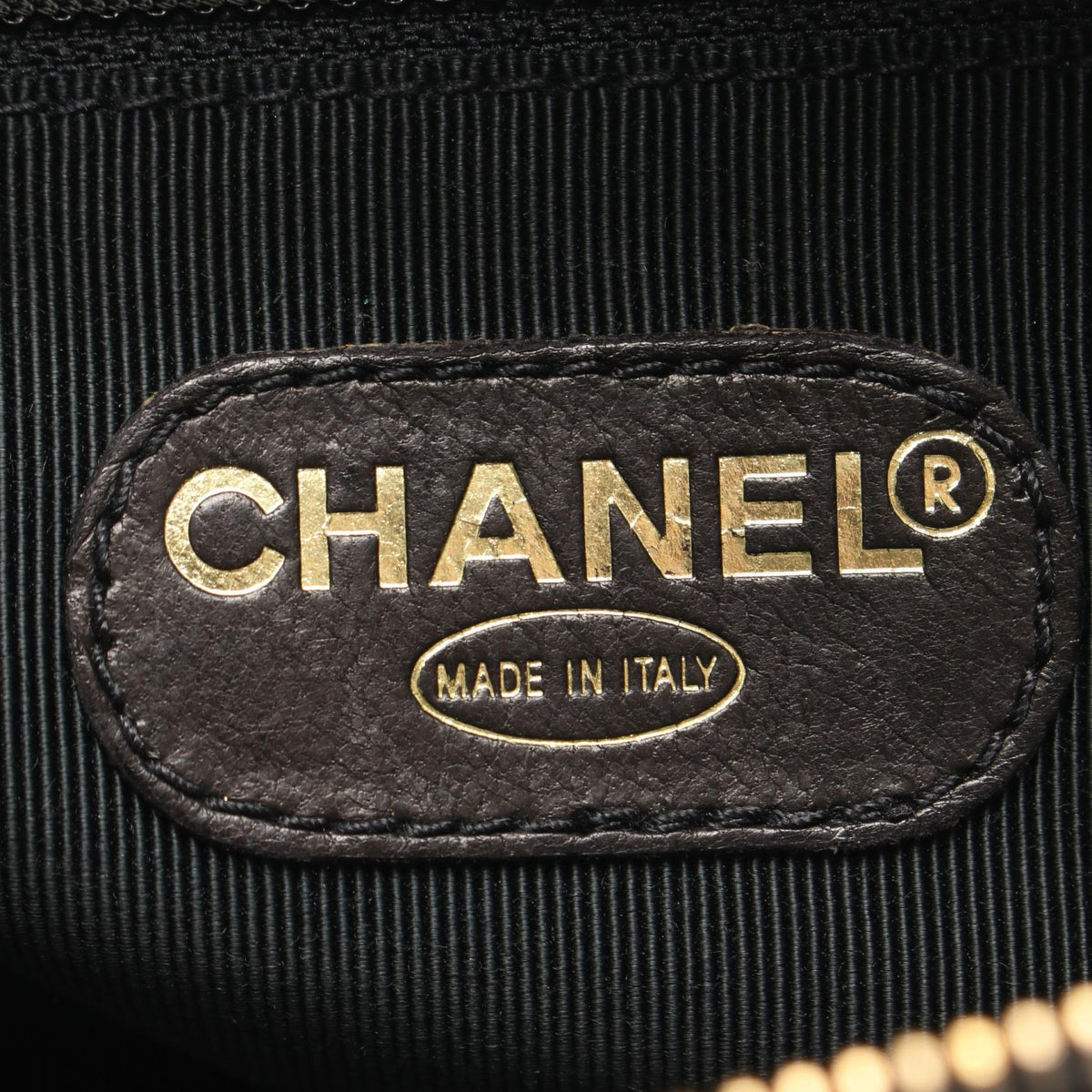 CHANEL Black Logo embroidery Calfskin (cowhide) 2121400015628