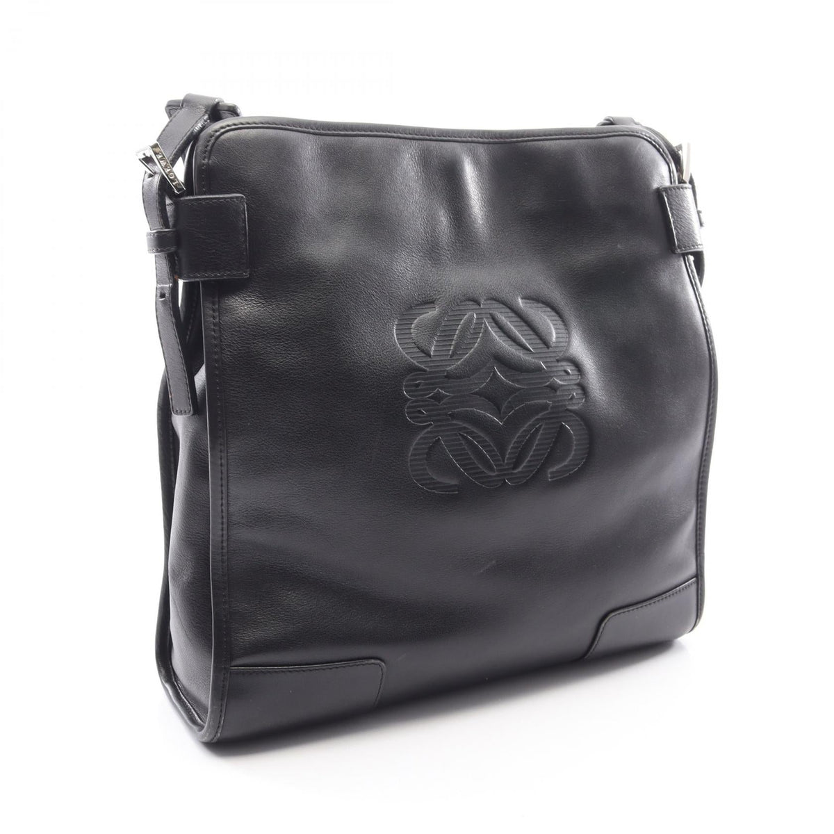 LOEWE anagram Shoulder Bag Black leather 2101219917986