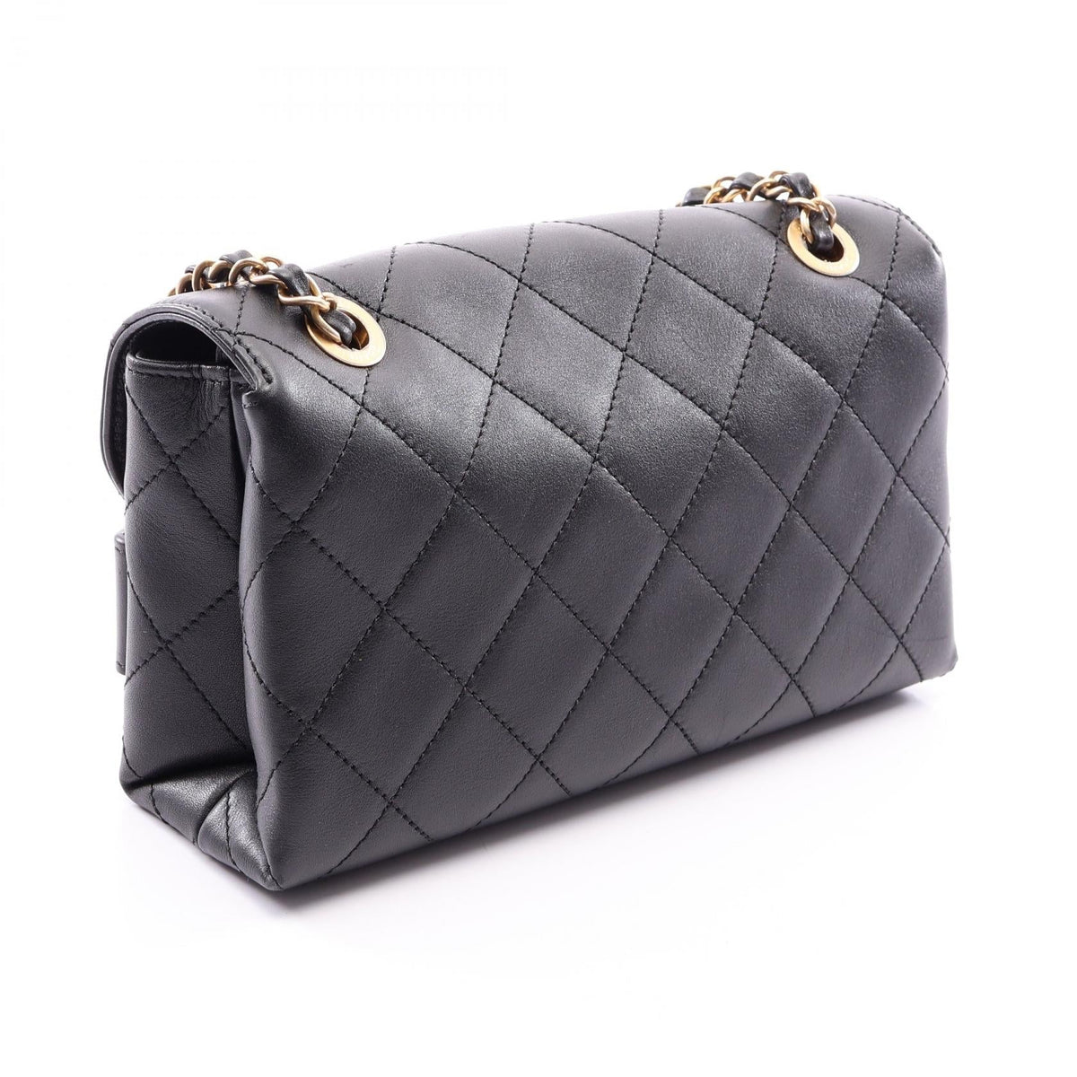 CHANEL Black Matelasse logo Lambskin (sheep leather) 2101219917726