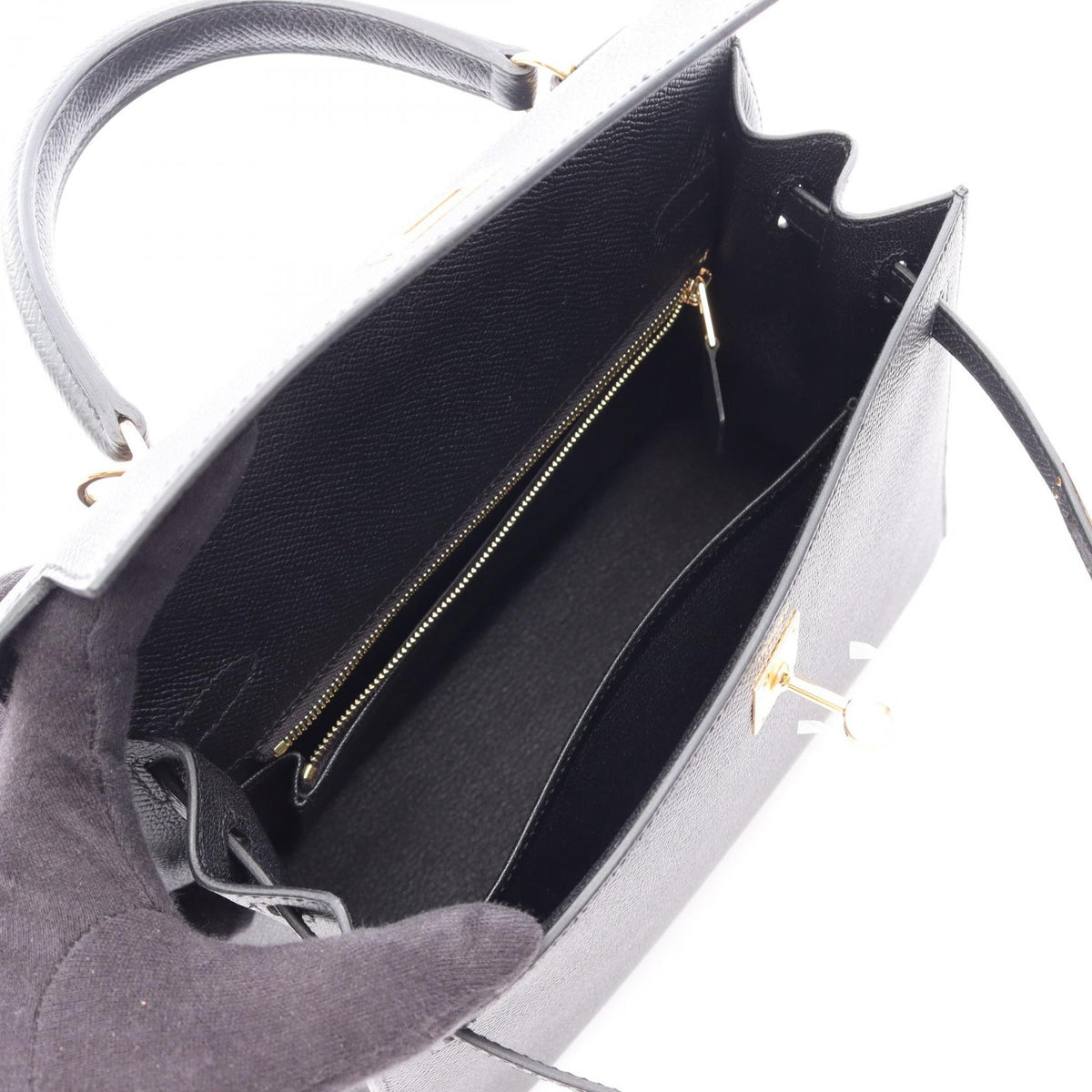 HERMES Kelly 25 (External Stitching) 2-Way HandbagNoir Black Noir Black Black Epsom leather Calfskin (cowhide) Epsom 2106800631524