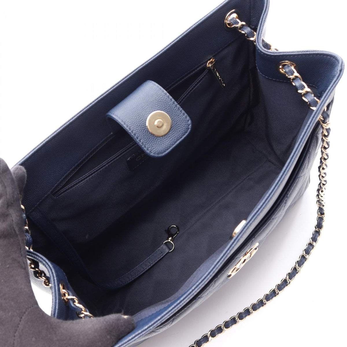 CHANEL Navy Matelasse Grained Calfskin leather A50499 2107601157923