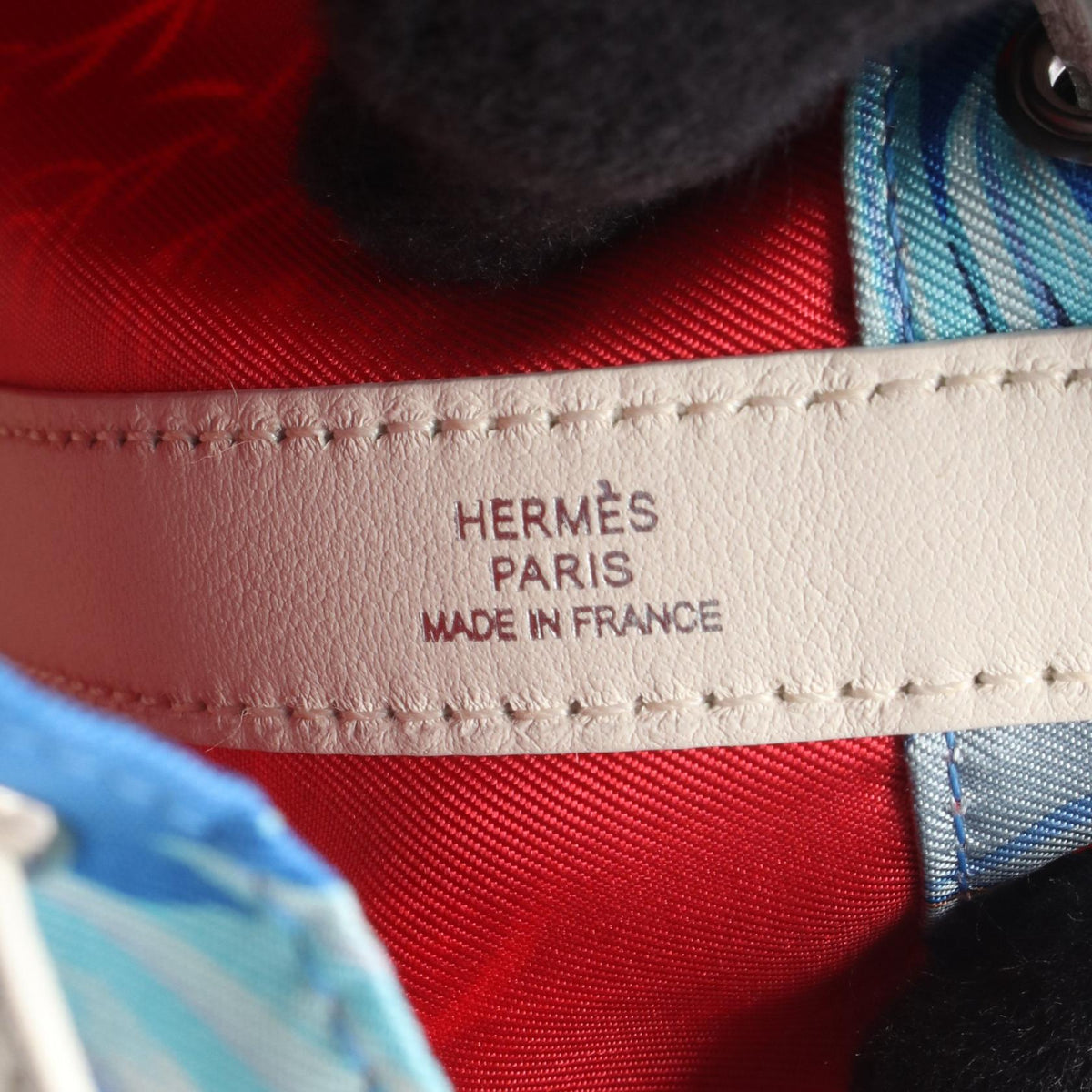 HERMES Soie Cool Tiny Shoulder BagWhite White Blue/White/Multicolor silk silk Vaux Swift leather 2118800163875