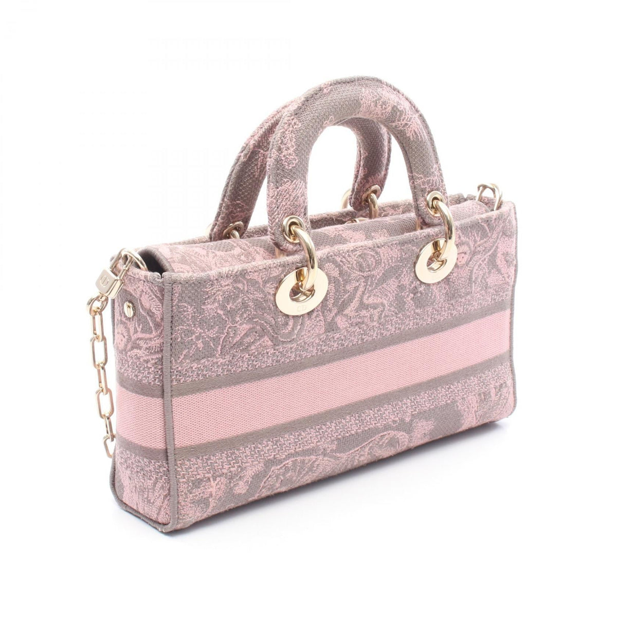Dior LADY D-Joy Medium 2WAY Handbag Pink/Gray canvas 2106800631432