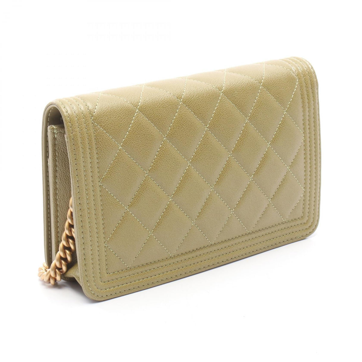 CHANEL Khaki Boy Chanel Matelasse Grained Calfskin leather AP1117 2106800631531