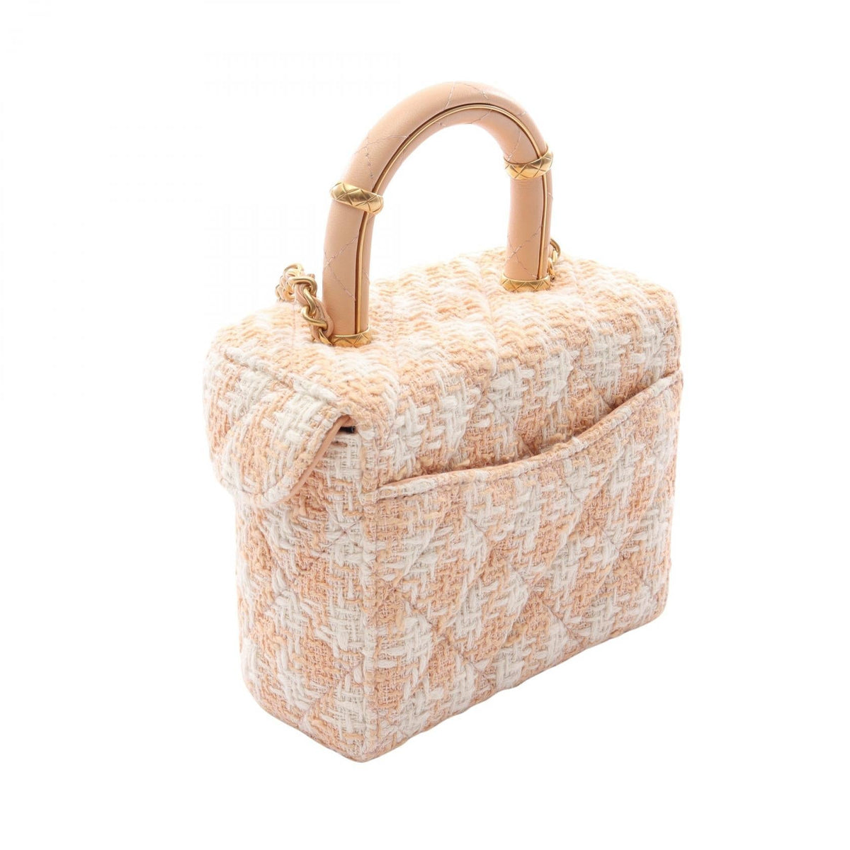 CHANEL Beige/White Matelasse Vanity 2WAY Fabric�leather AS3973 2106800631630