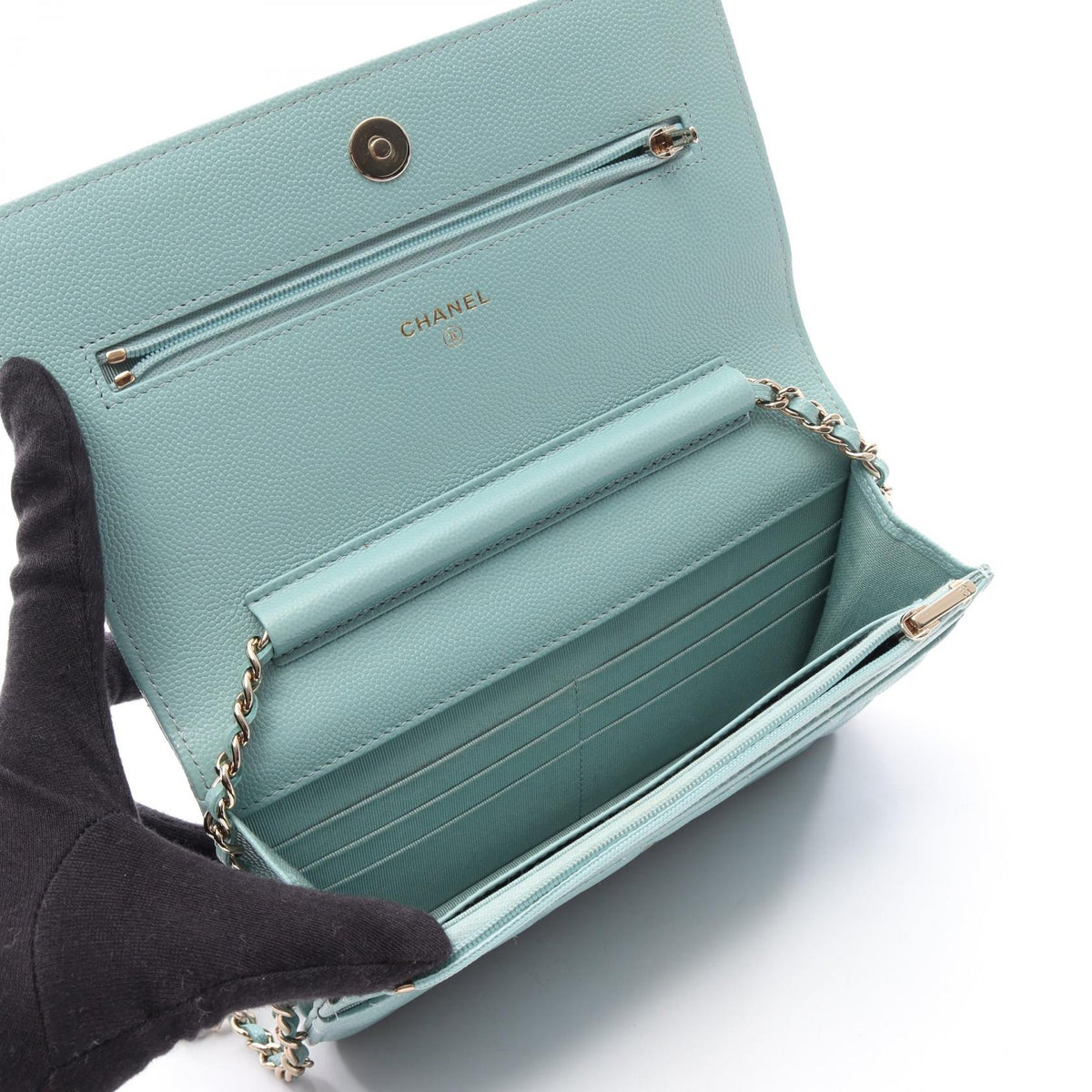 CHANEL Green Matelasse Grained Calfskin leather 2106800631647