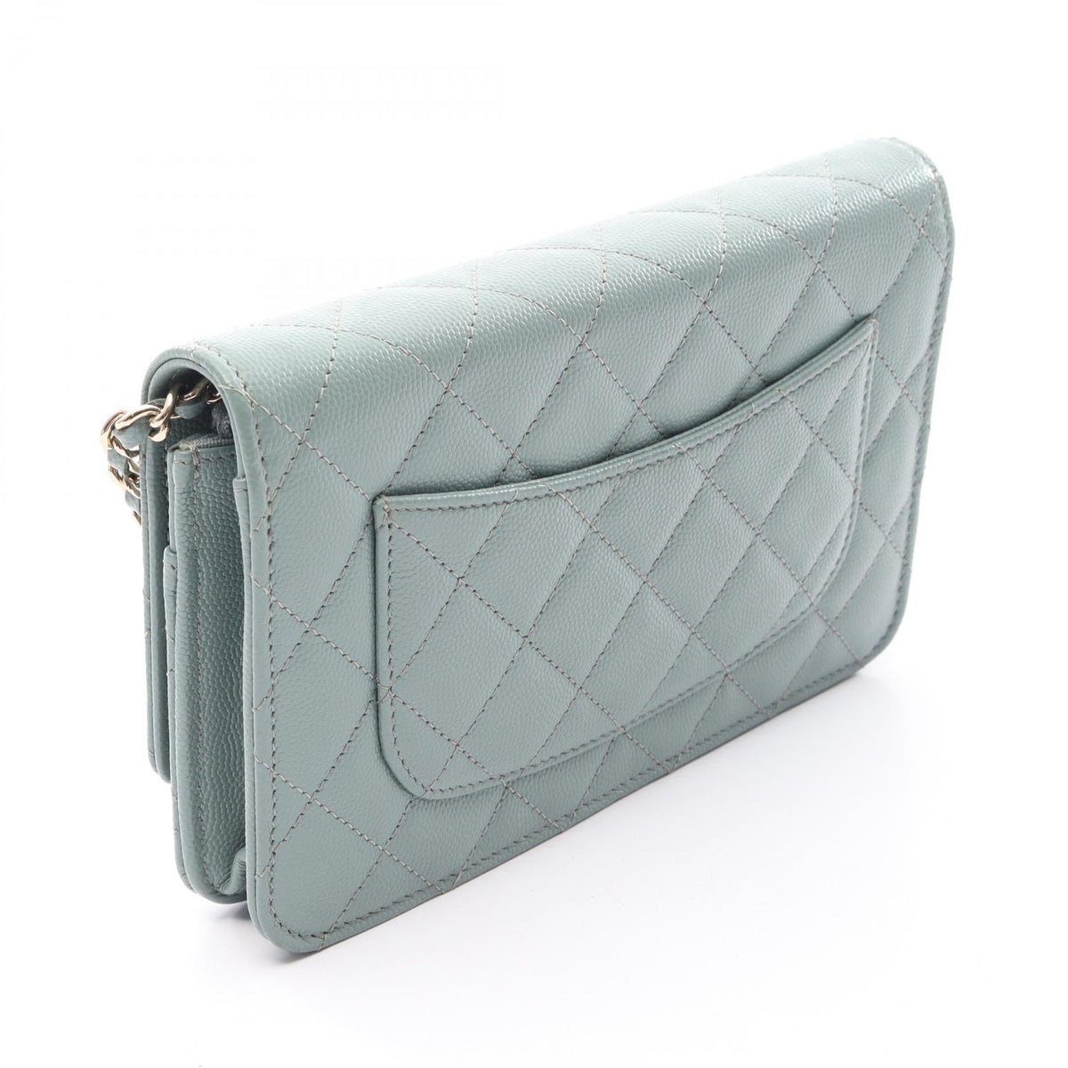 CHANEL Green Matelasse Grained Calfskin leather 2106800631654