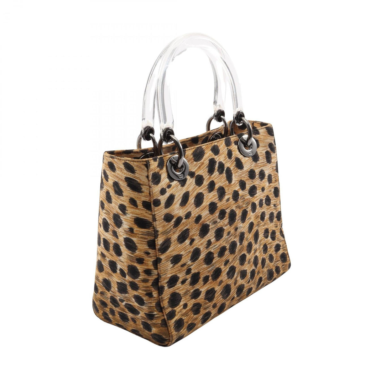 Dior LADY DIOR Christian Dior Leopard 2-Way Bag Handbag Beige/Black canvas 2101219911861