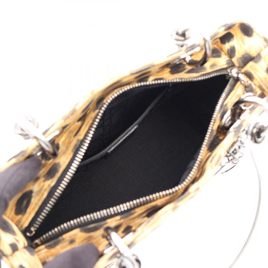 Dior LADY DIOR Christian Dior Leopard 2-Way Bag Handbag Beige/Black canvas 2101219911861
