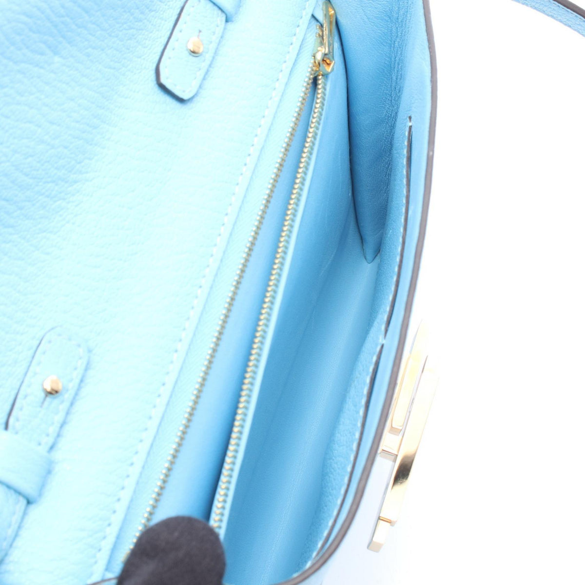 HERMES Cinetic To-Go Shoulder Bag Blue Chevre leather Chevre 2101219910994