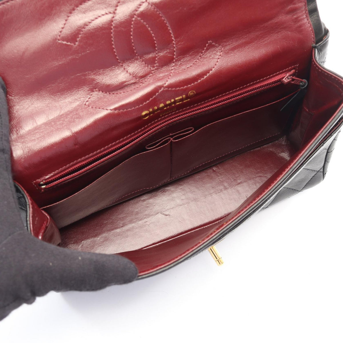 CHANEL Black Matelasse Paris limited W flap Lambskin (sheep leather) 2101219909066