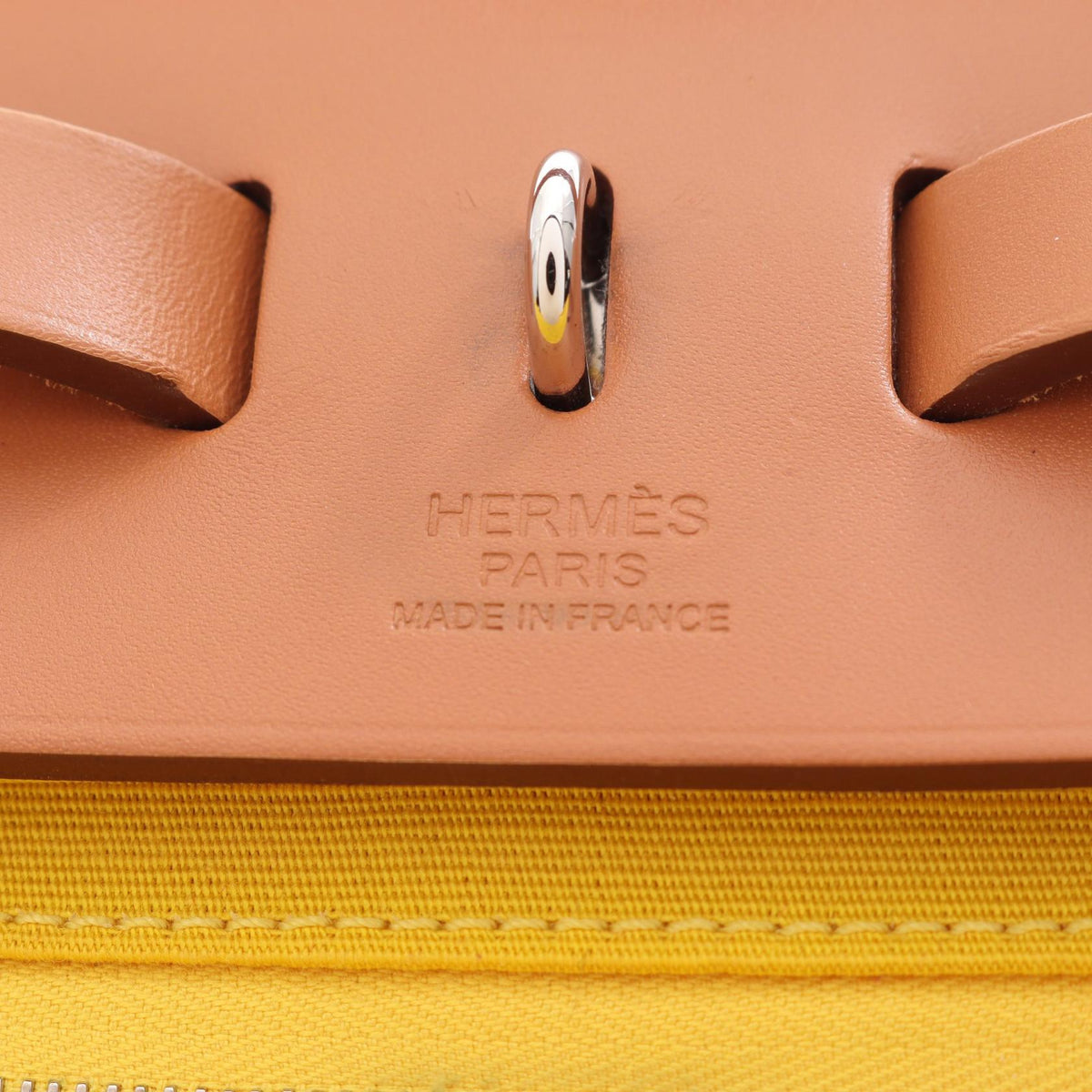 HERMES Alebag Zip PM 2WAY Handbag Yellow/Brown Toile officier canvas leather Vache leather hunter 2101219909882