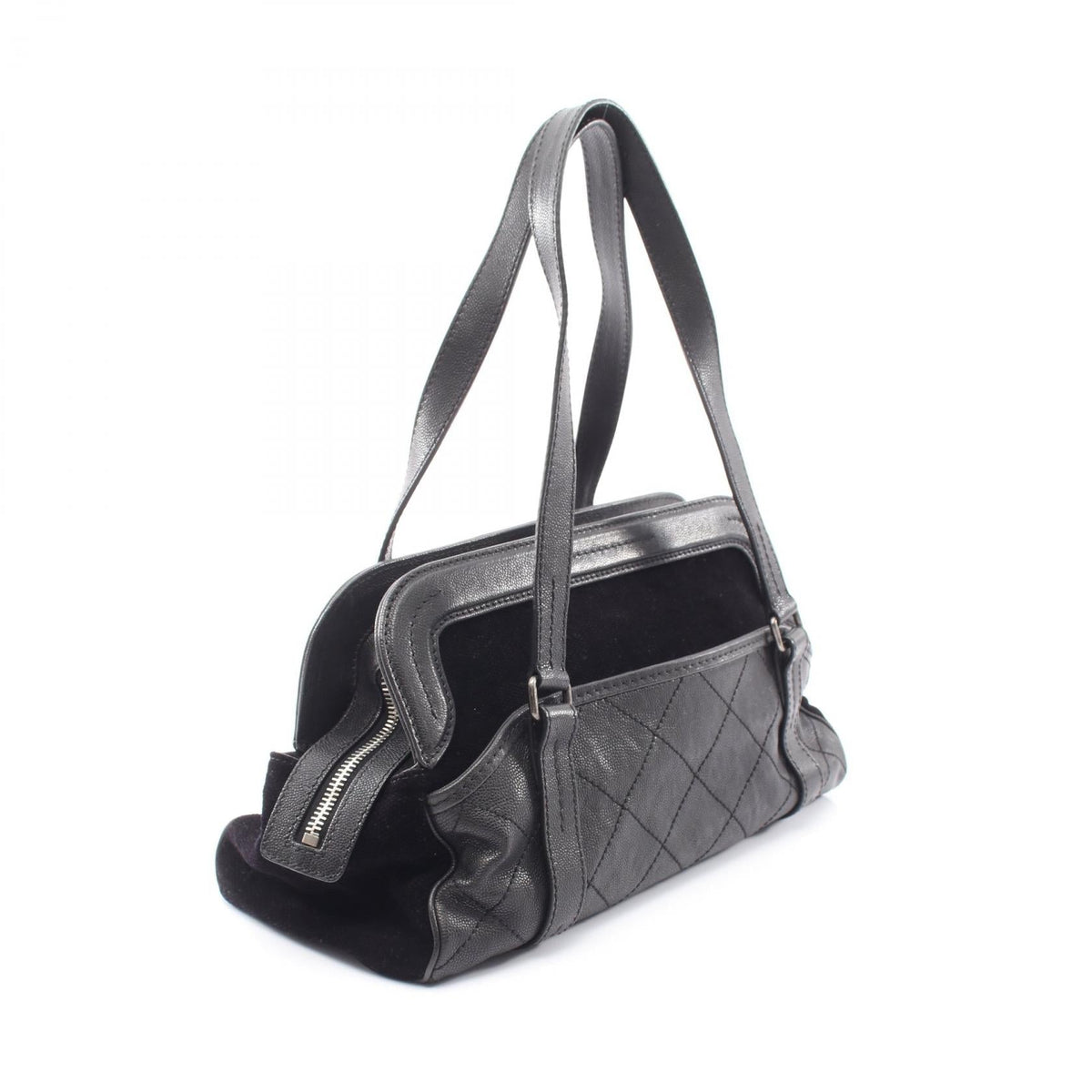 CHANEL Black Matelasse 2.55 Antique Silver Fittings Grained Calfskin leather�canvas 2101219908915
