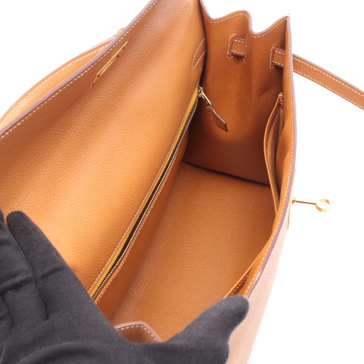 HERMES Kelly 35 (External Stitching) 2-Way HandbagNatural Natural Brown leather Vache leather Rieju 2101219908908