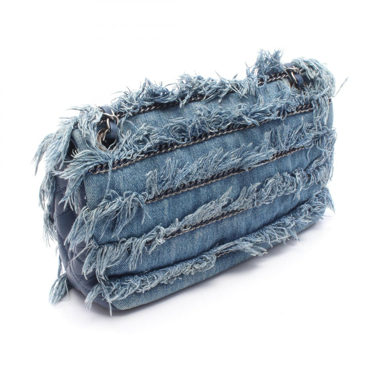 CHANEL Blue Denim fringe denim�leather A92708 2101219909783