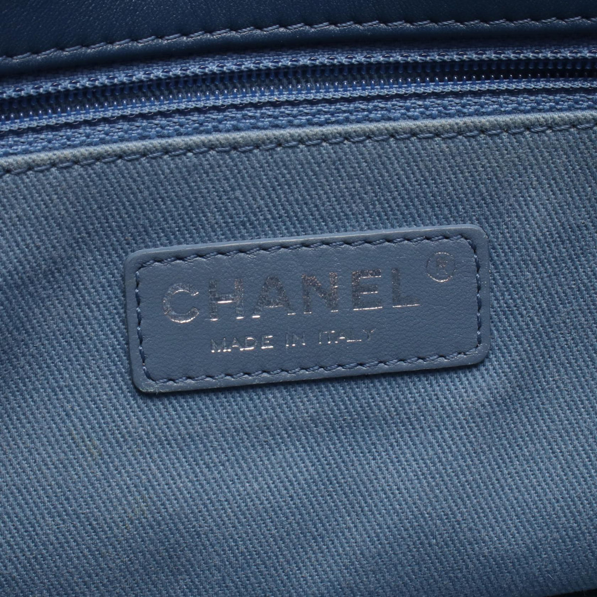 CHANEL Blue Denim fringe denim�leather A92708 2101219909783