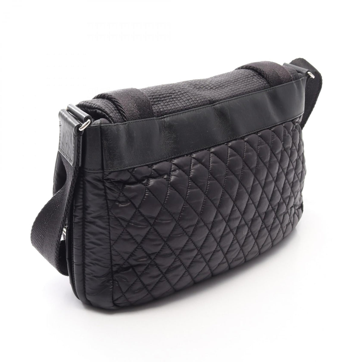 CHANEL Black COCO Mark Sports Line Messenger Nylon�leather 2101219908694
