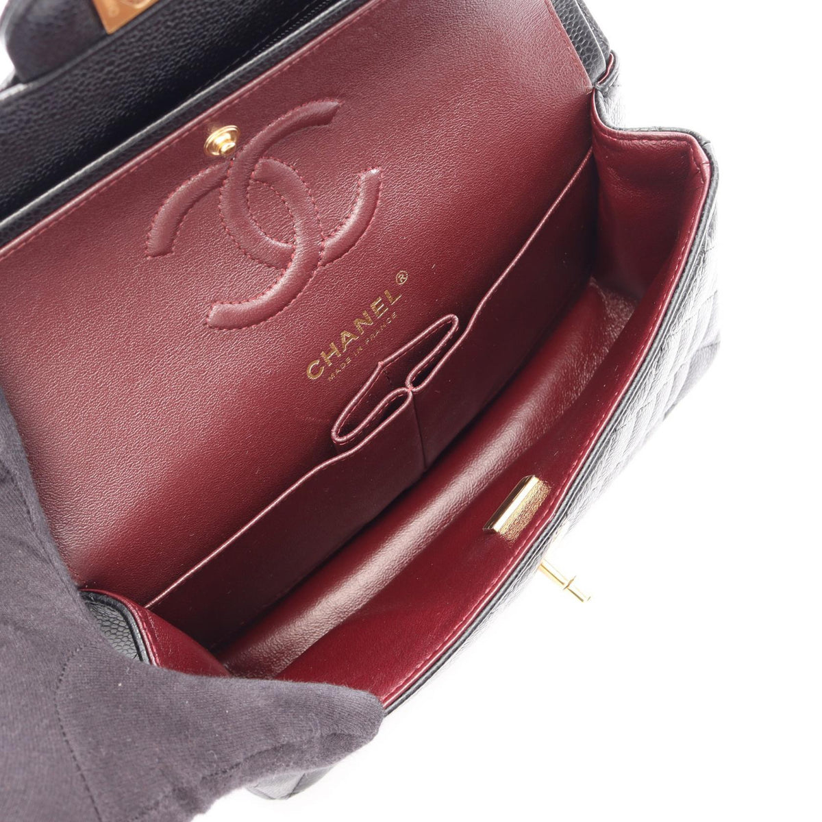 CHANEL Black Matelasse W flap Grained Calfskin leather A01113 2120300051293