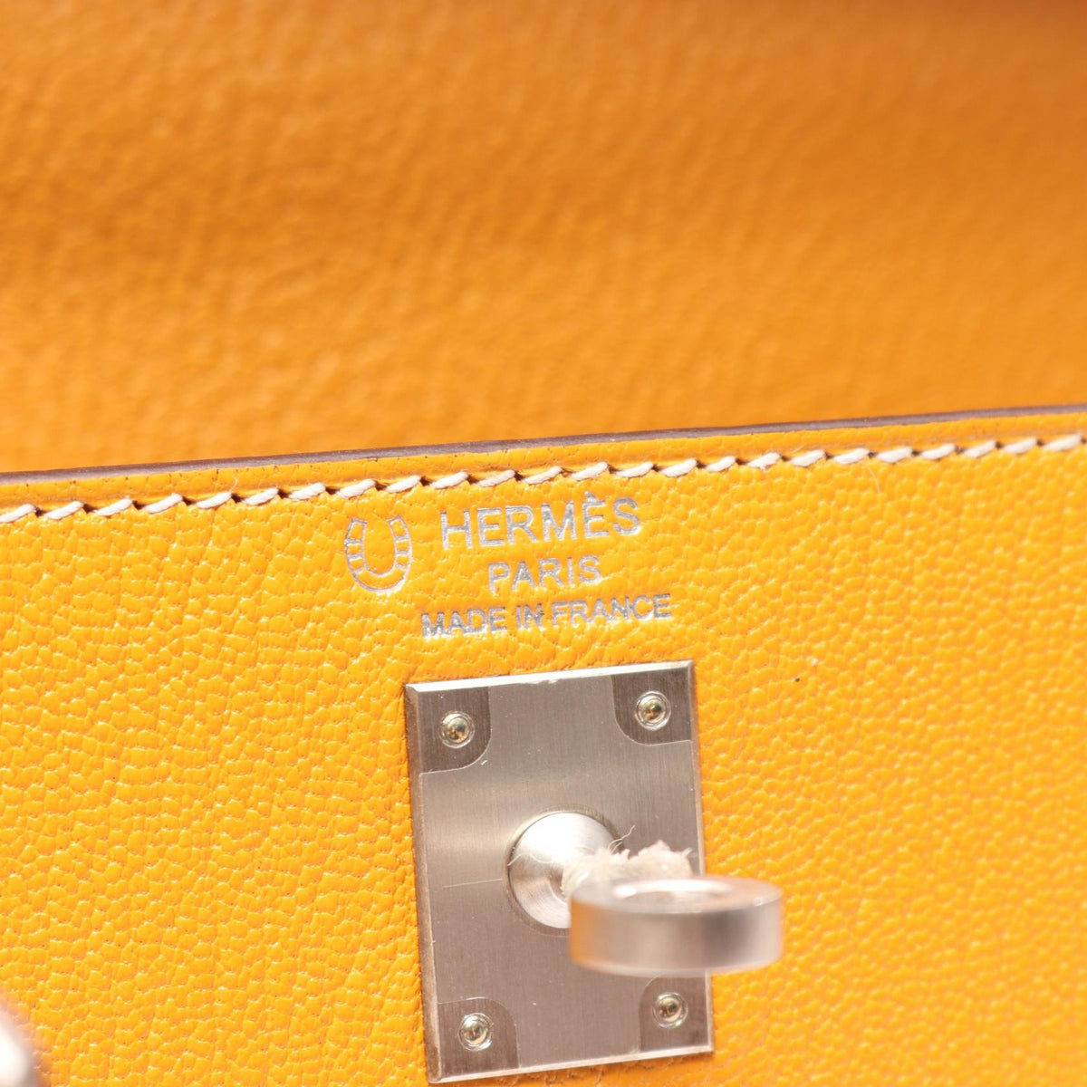 HERMES Kelly 25 2WAY HandbagMoutarde Moutarde Orange/Gray Chevre leather Chevre 2120300051347