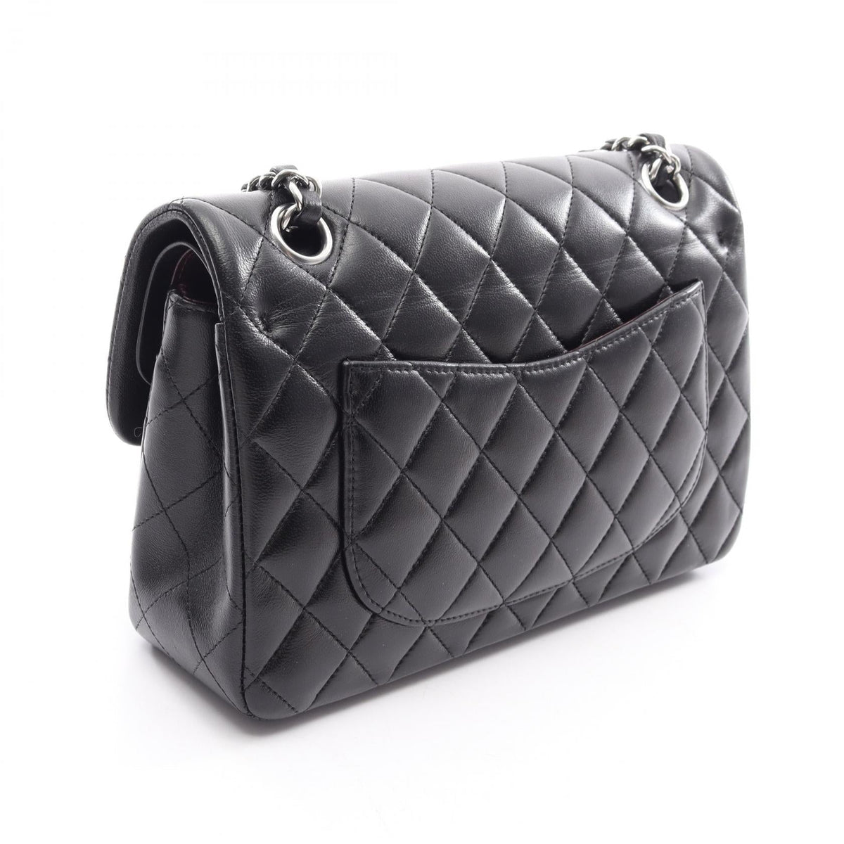 CHANEL Black Matelasse W flap Lambskin (sheep leather) A01113 2120300051309