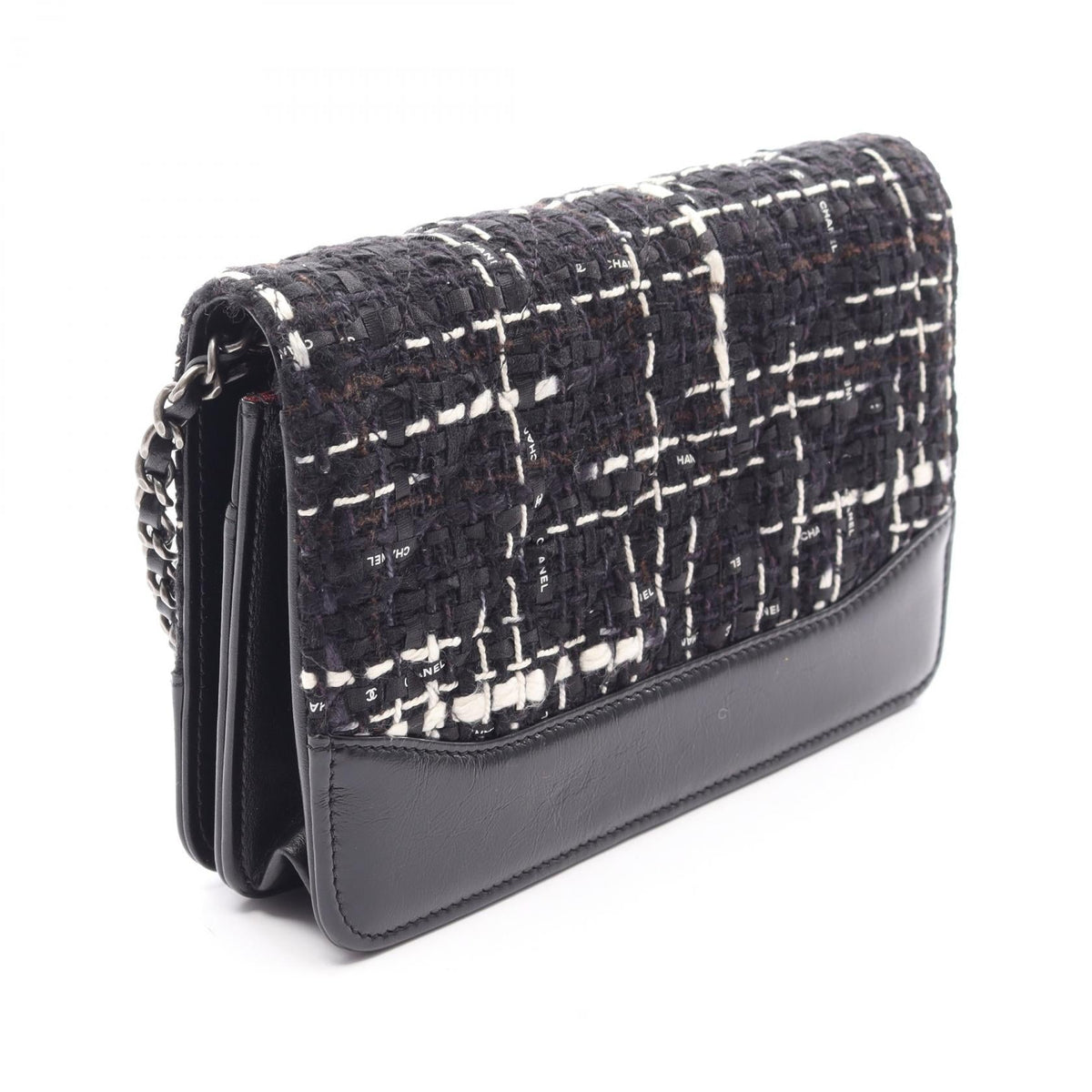 CHANEL Black/White Matelasse Fabric�leather 2106800631241