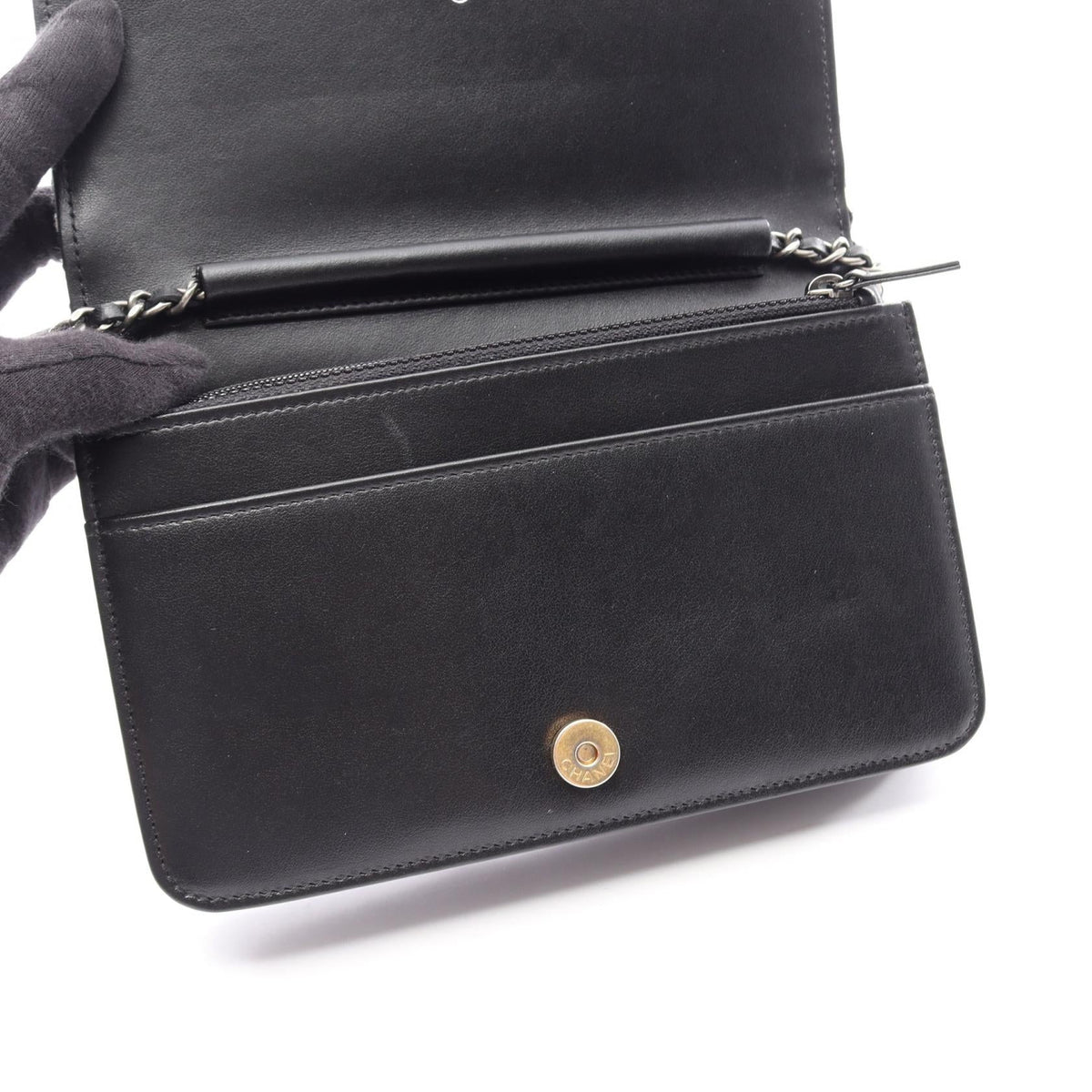 CHANEL Black/White Matelasse Fabric�leather 2106800631241