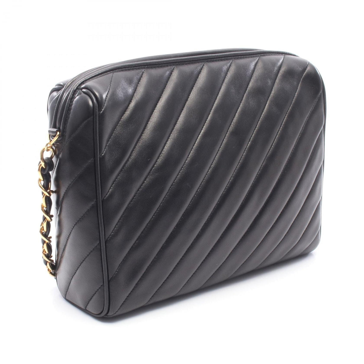 CHANEL Black COCO Mark Bias Stitch Tassel Lambskin (sheep leather) 2101219908663