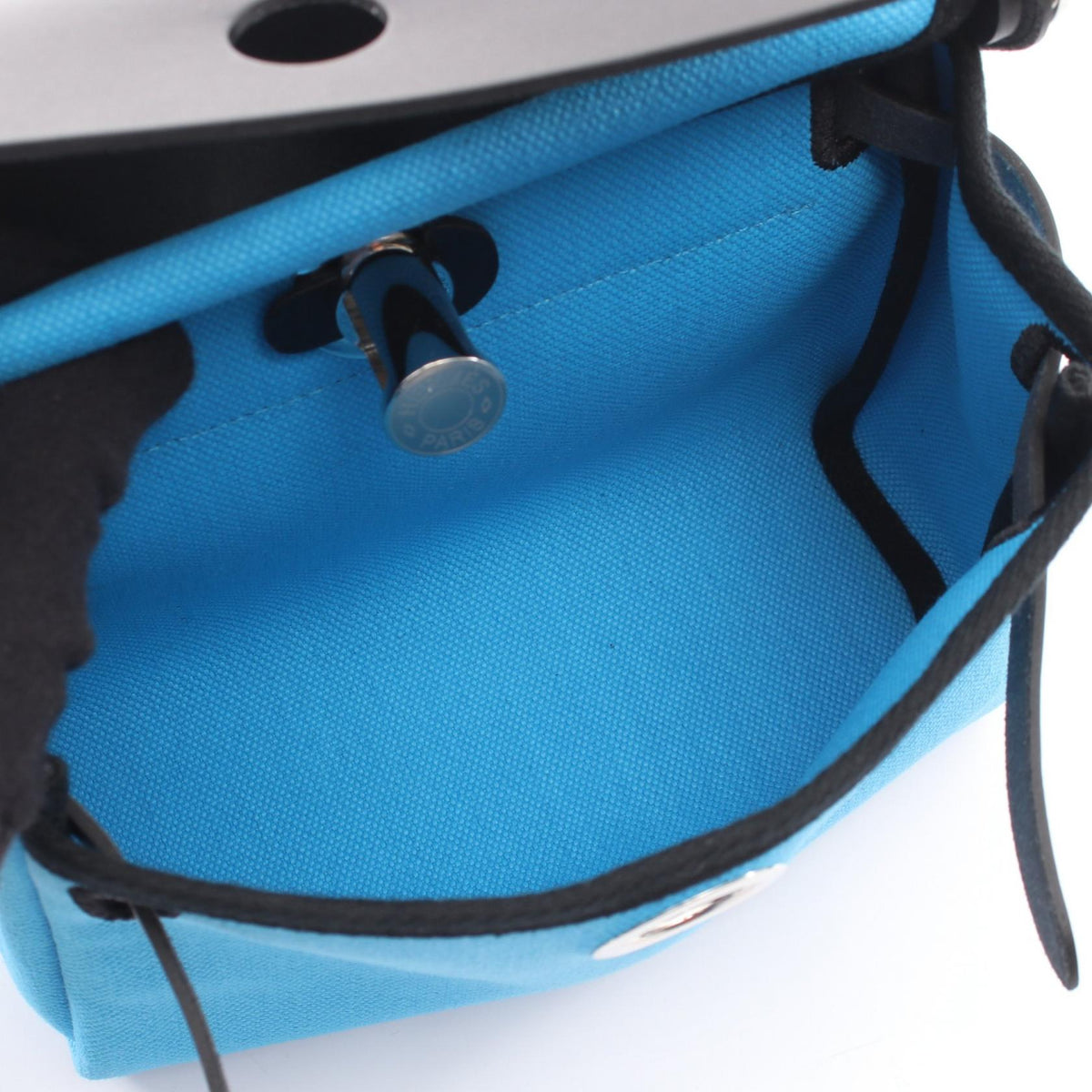 HERMES Airbag Zip Mini Shoulder Bag Blue/Black Towar Military canvas leather Toile Military / Vache leather hunter 2100301243330