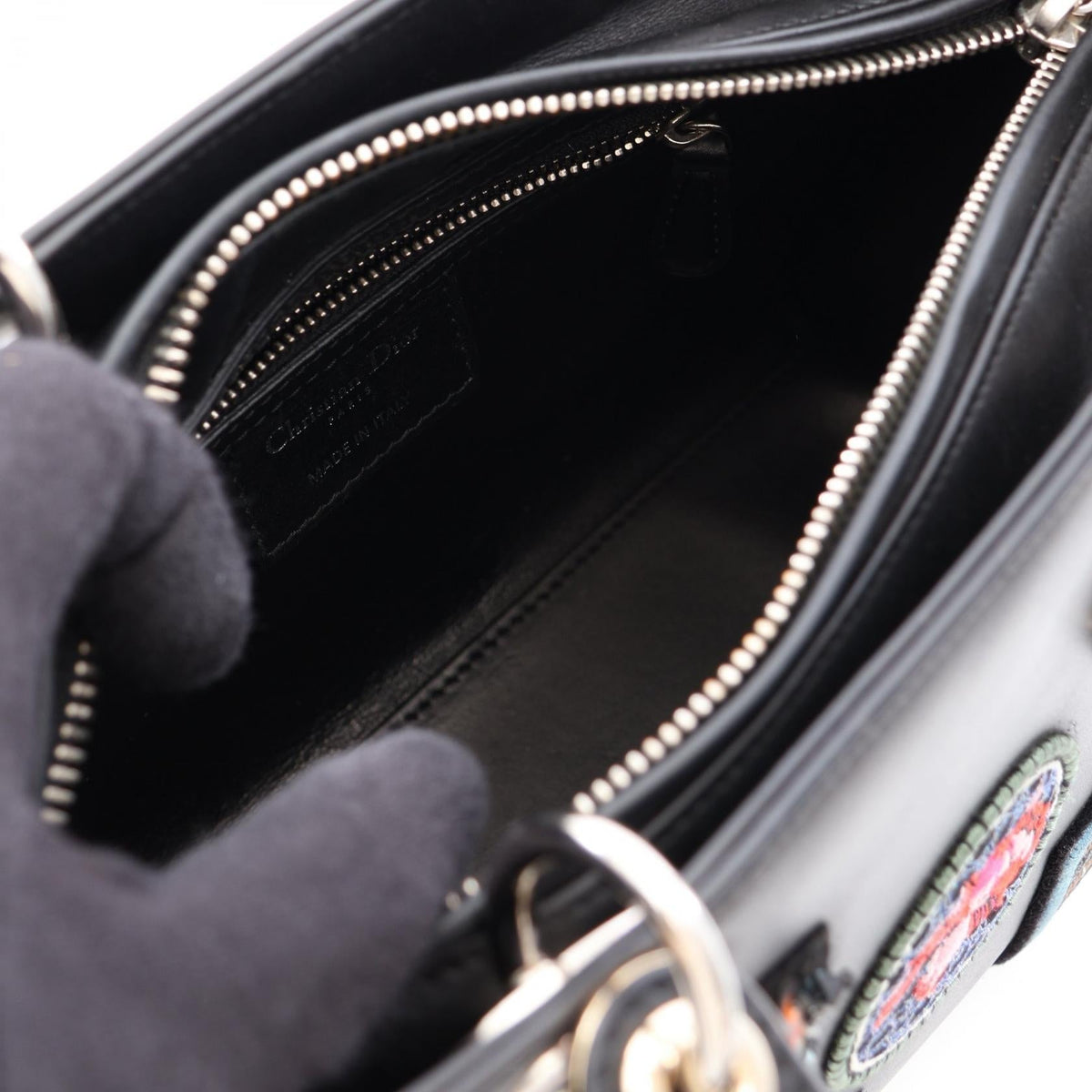 Dior LADY DIOR Christian Dior 2WAY Handbag Black leather 2101219902616