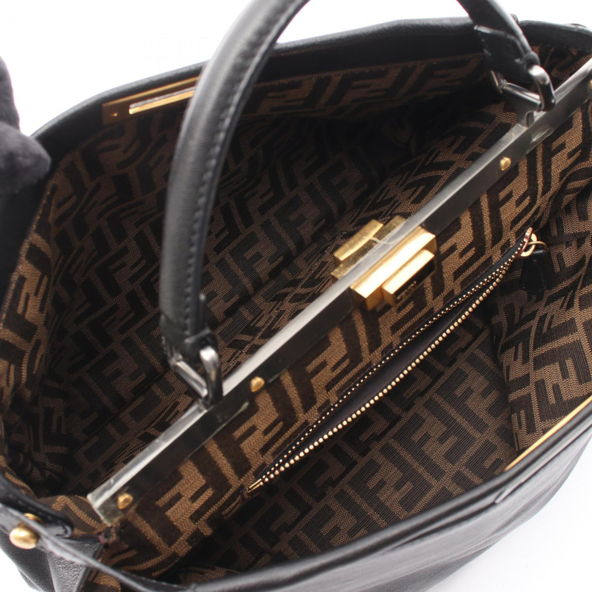 FENDI Peekaboo Large 2WAY Handbag Black leather 8BN210 2101219902807