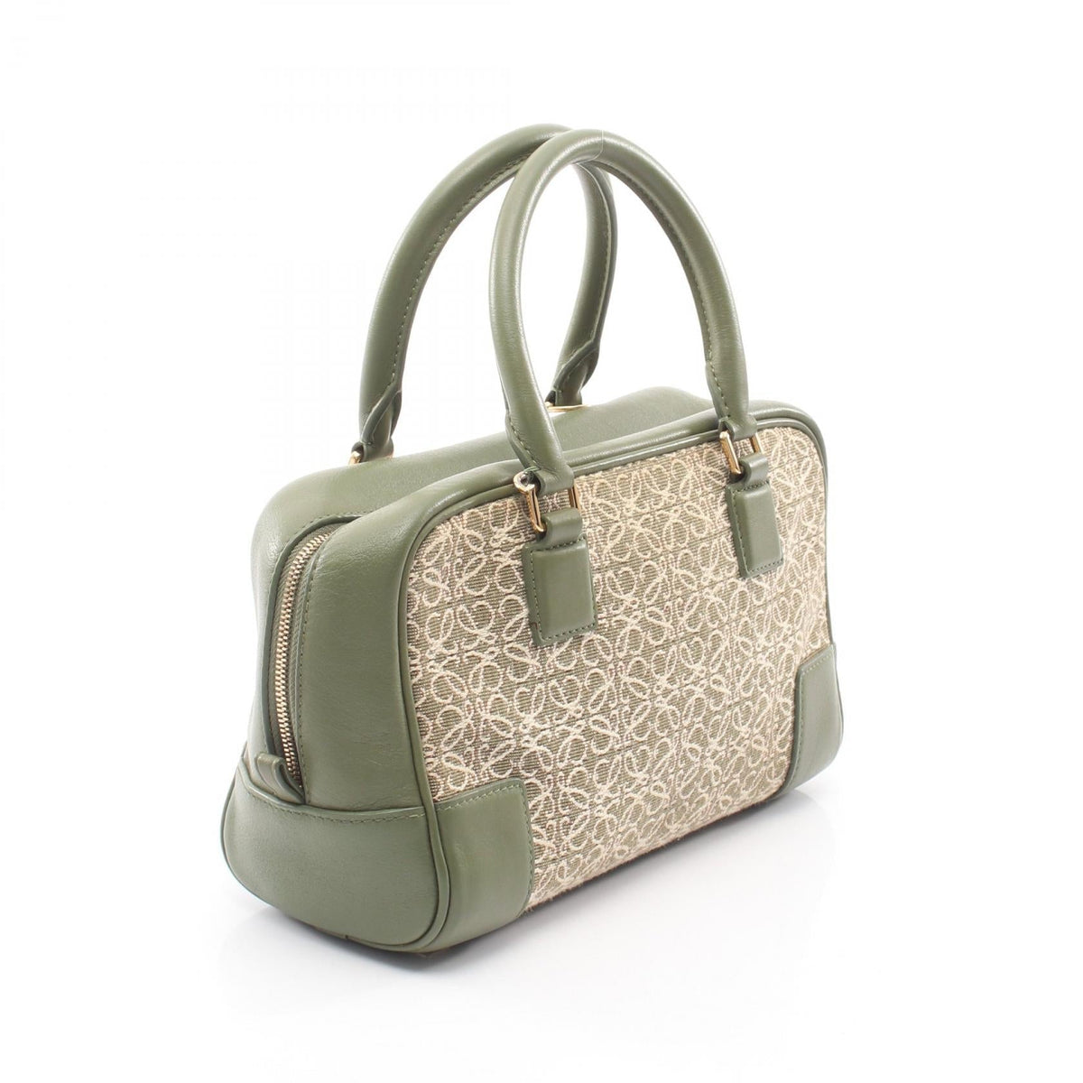 LOEWE Amazon 23 Repeat 2WAY Handbag Khaki/White canvas leather 2101219902821