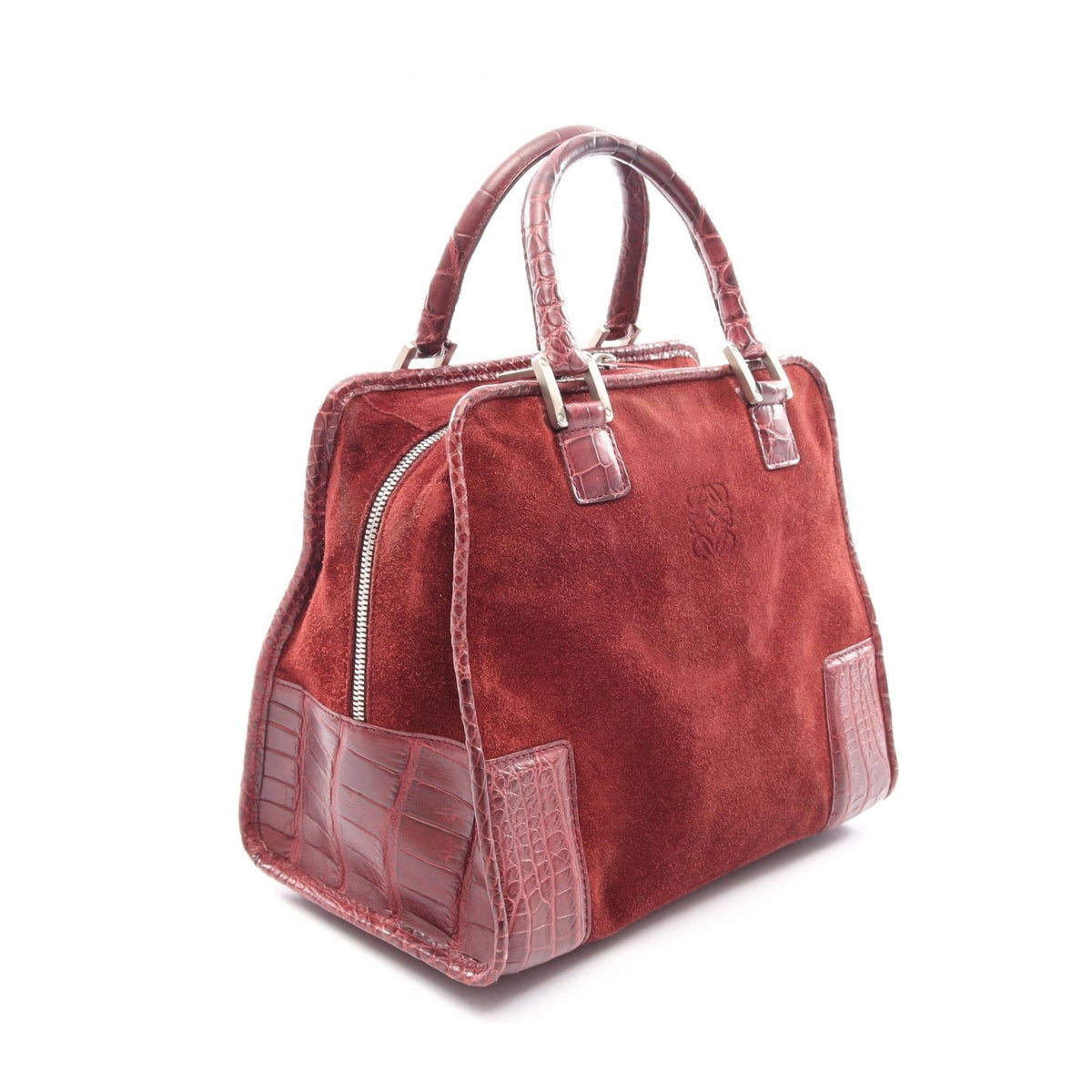 LOEWE Amazonas Handbag Bordeaux Suede leather 2101219904436