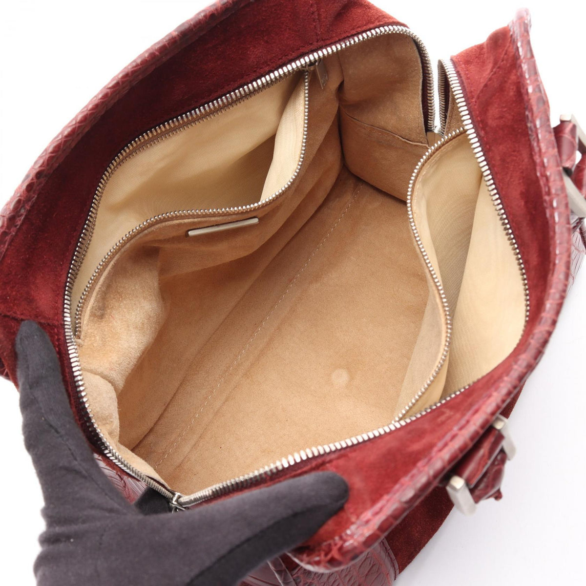 LOEWE Amazonas Handbag Bordeaux Suede leather 2101219904436