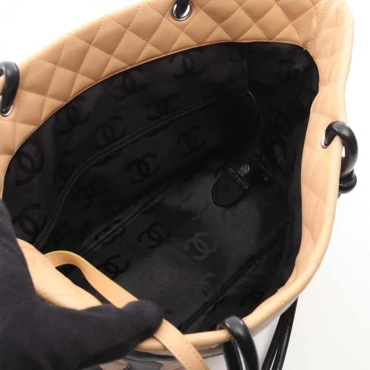 CHANEL Beige/Black Cambon Line Large leather A25169 2101219904535