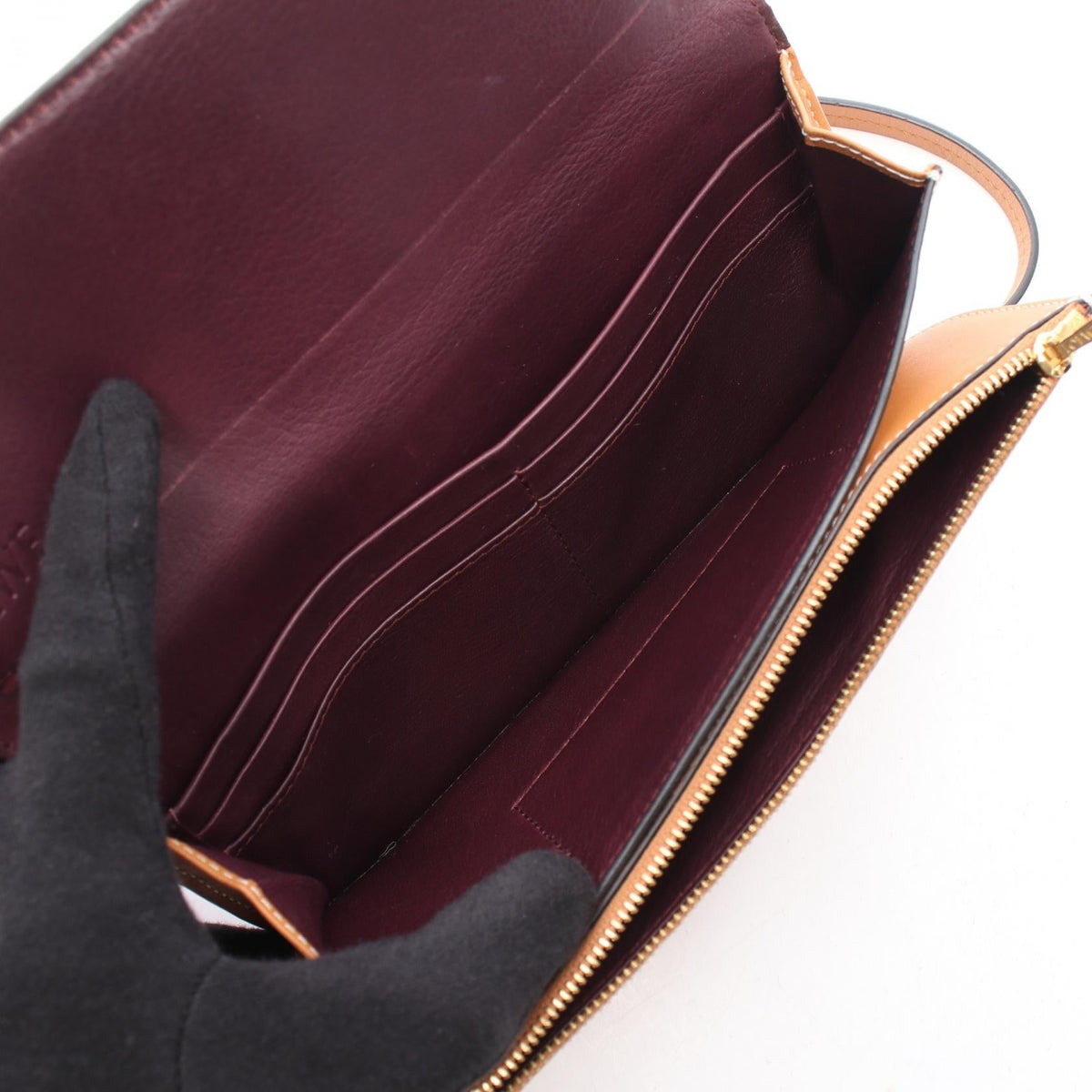 LOEWE Gate Pochette Wallet Shoulder Bag Brown leather 2106800631159