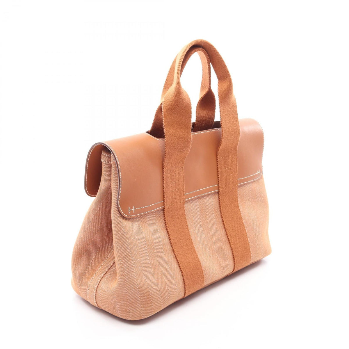HERMES Valparaiso PM Gold HandbagGold Gold Brown Toile Chevrons canvas leather Vaux Swift leather 2101219889382