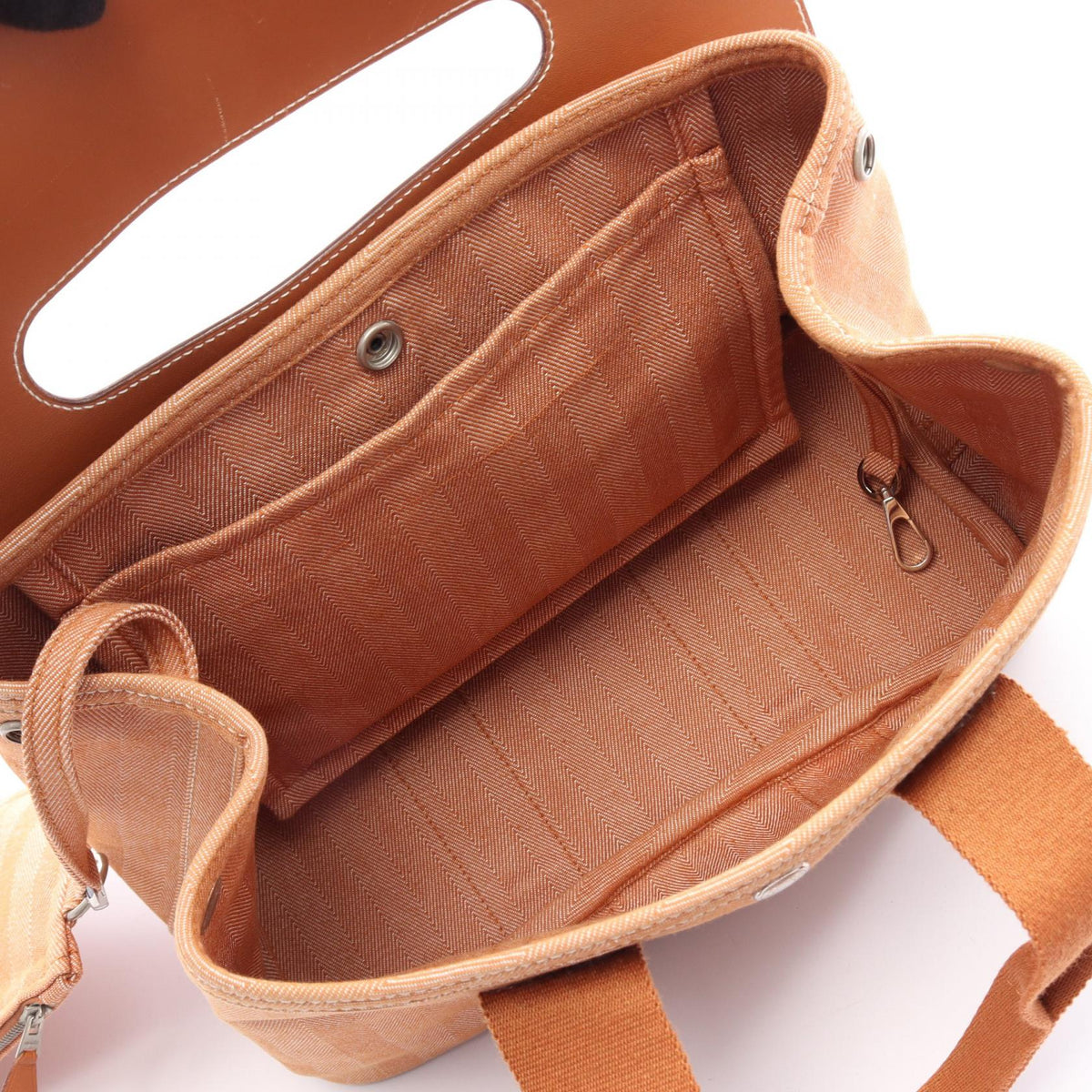 HERMES Valparaiso PM Gold HandbagGold Gold Brown Toile Chevrons canvas leather Vaux Swift leather 2101219889382