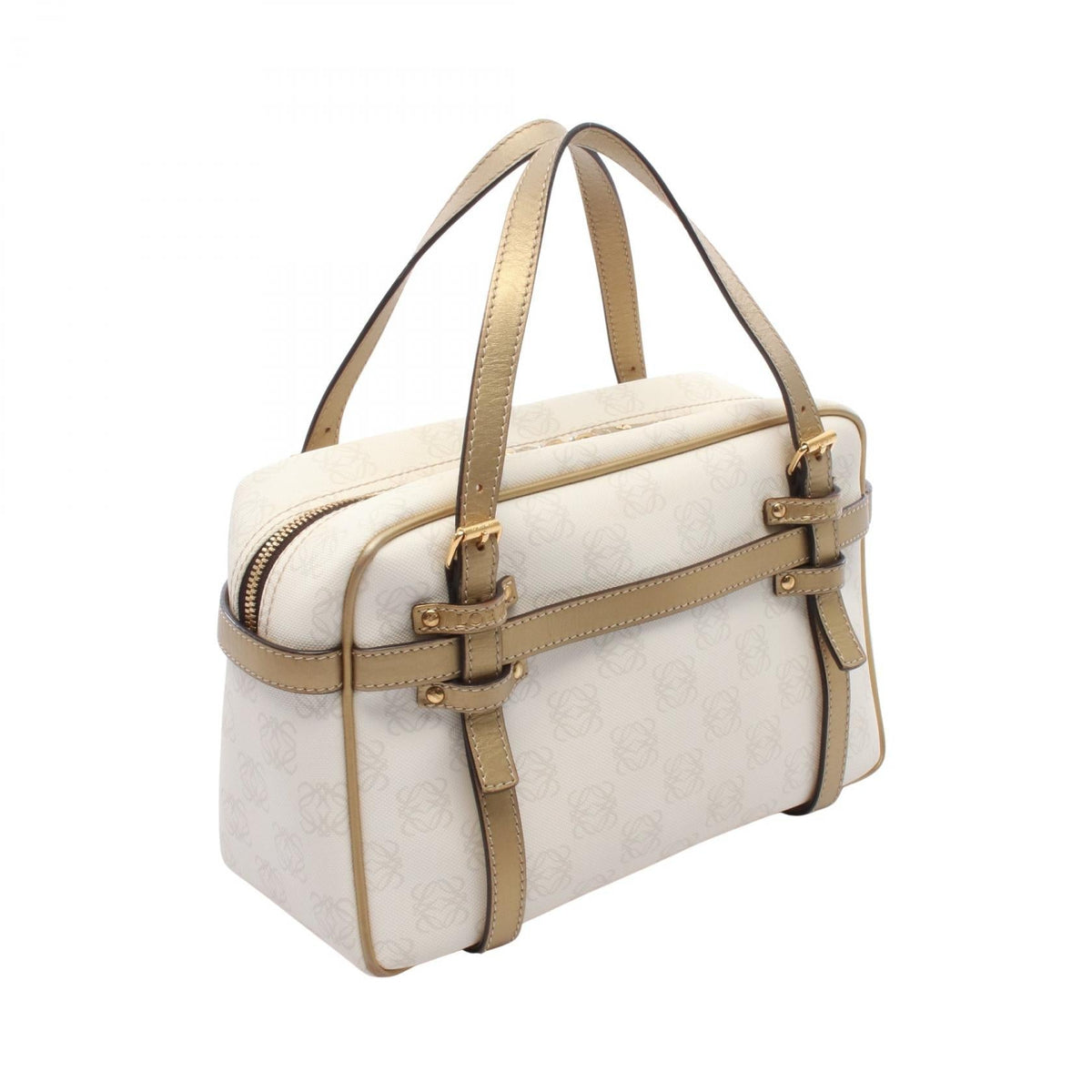 LOEWE Loewe Pockets Handbag White/Gold PVC coated canvas leather 2101219889795