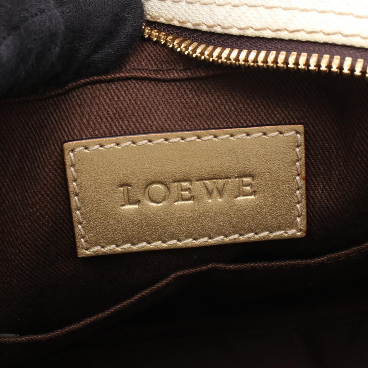 LOEWE Loewe Pockets Handbag White/Gold PVC coated canvas leather 2101219889795