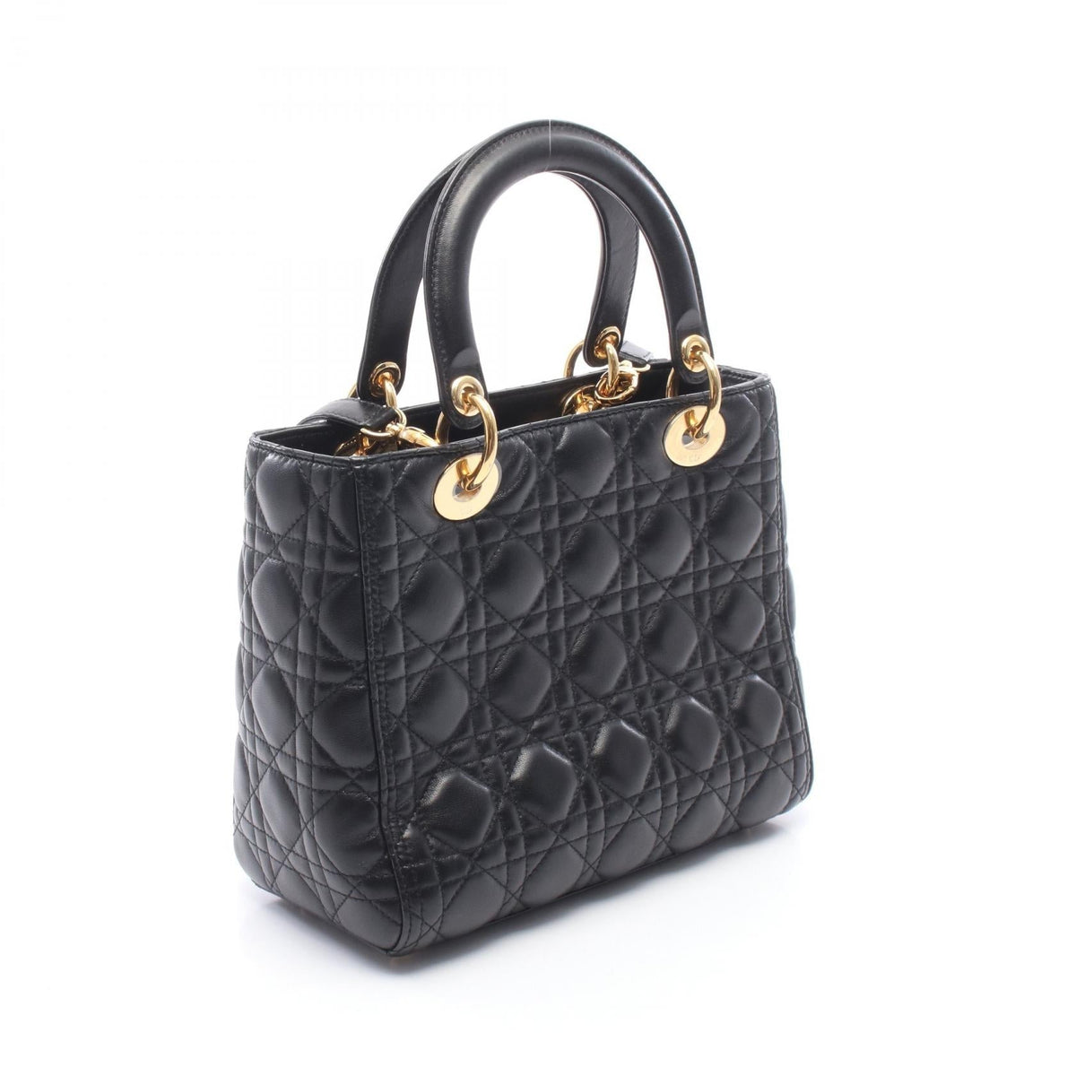 Dior LADY DIOR Christian Dior 2WAY Handbag Black leather 2101219889863
