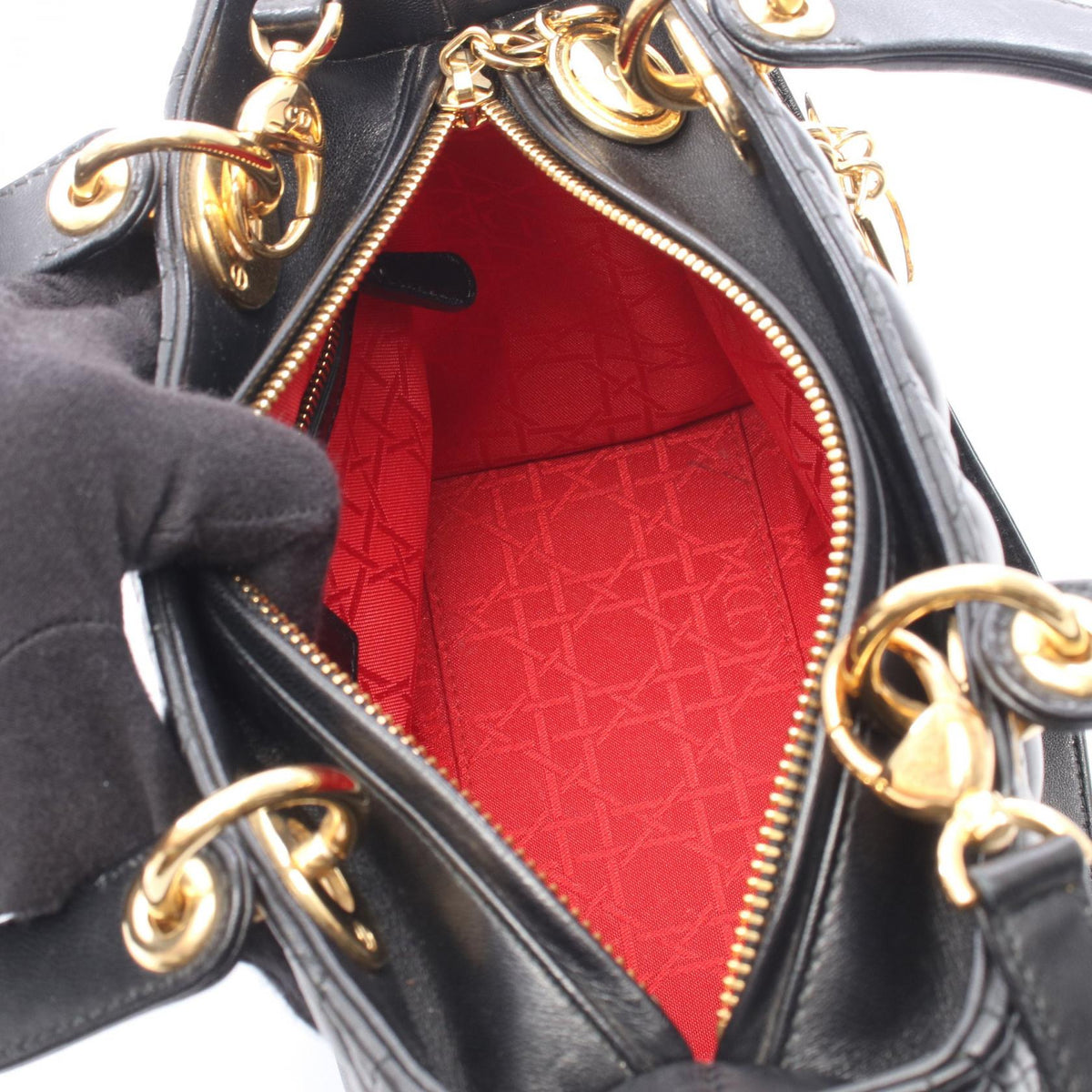 Dior LADY DIOR Christian Dior 2WAY Handbag Black leather 2101219889863